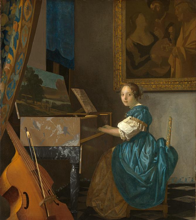Jan Vermeer Young Woman Seated at a Virginal (mk08) China oil painting art